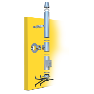 Edelstahlschornstein doppelwandig Bausatz mit SAS-Tec Verbindungstechnik ø130-150mm